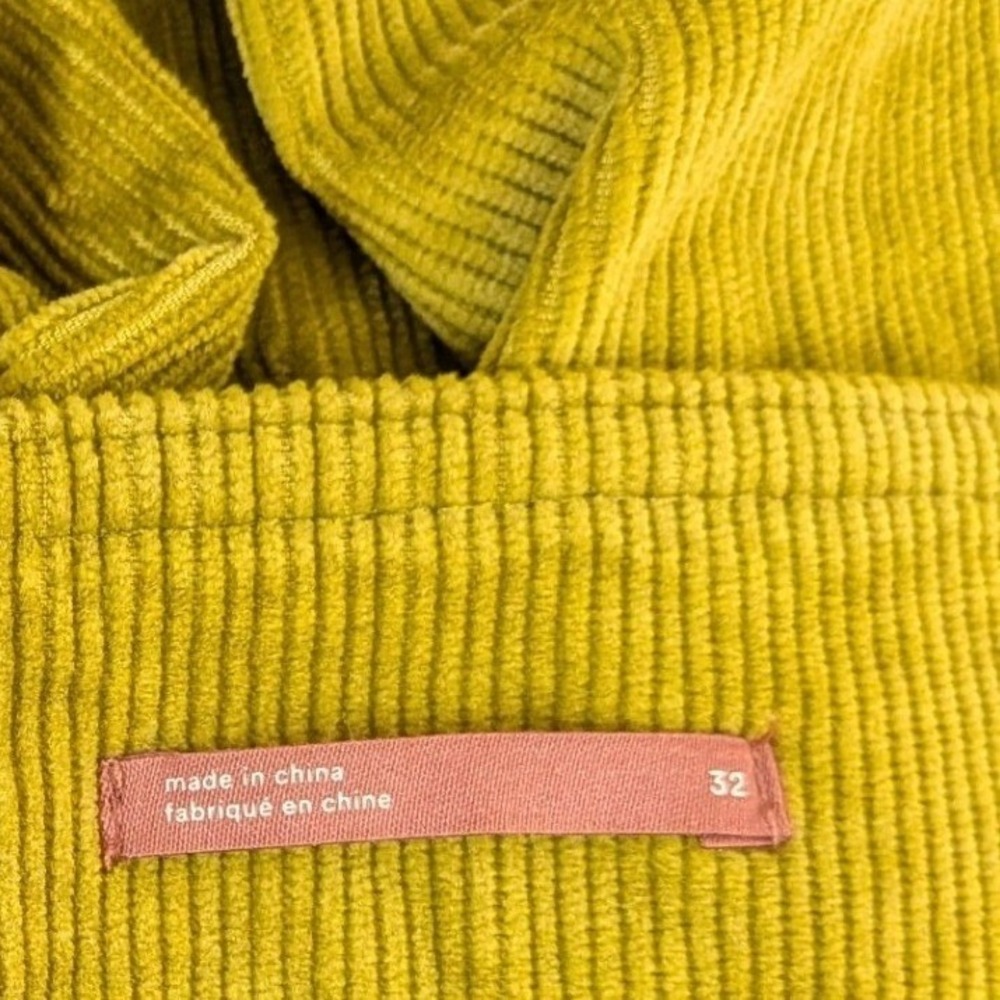 Pilcro Yellow Corduroy Pants; High Rise Ankle Zip Cargo 32 - Picture 3 of 9